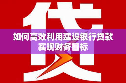 士林如何高效利用建设银行贷款实现财务目标