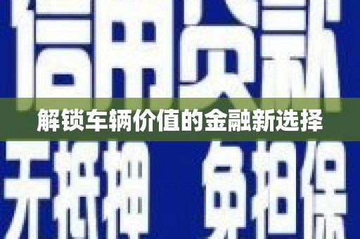 士林解锁车辆价值的金融新选择