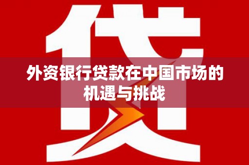 士林外资银行贷款在中国市场的机遇与挑战