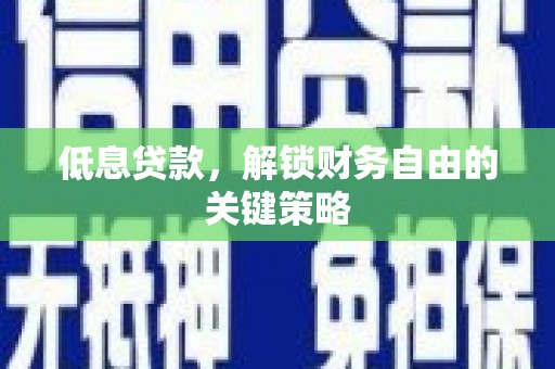 士林低息贷款，解锁财务自由的关键策略