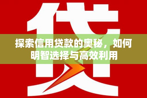 士林探索信用贷款的奥秘，如何明智选择与高效利用